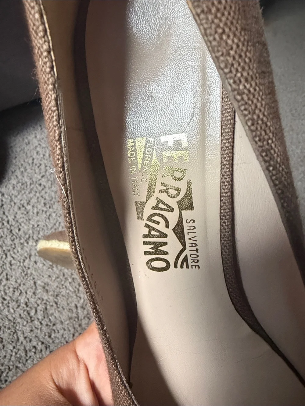 Salvatore Ferragamo Brown Grosgrain Vara Wedge Espadrilles